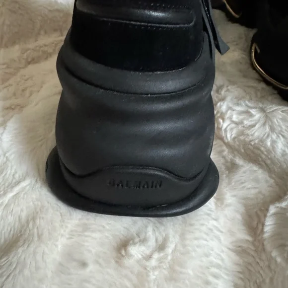 Balmain Black and Gold Sandals with Chunky Sole